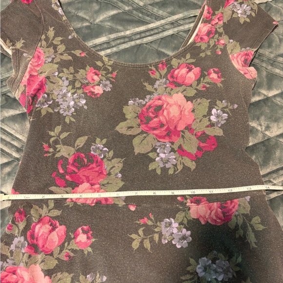 AEO Fit & Flare Grey Floral Print Dress, size large - Picture 9 of 11